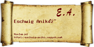 Eschwig Anikó névjegykártya